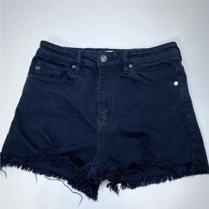 KanCan Shorts Womens Sz Medium Cut Off Black Denim Casual High Rise Distressed